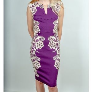 Purple & cream cocktail dress